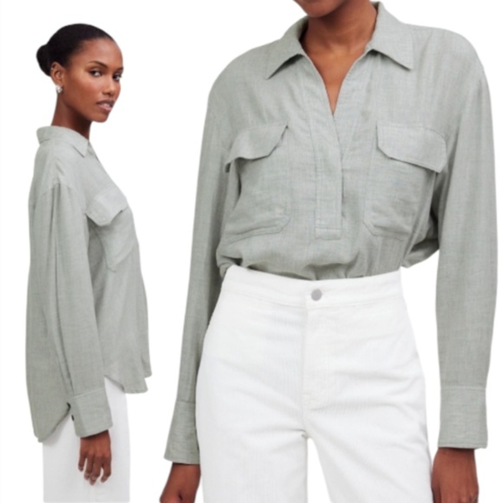NWT Madewell Popover Shirt in Plaid in Grey As Header size XS